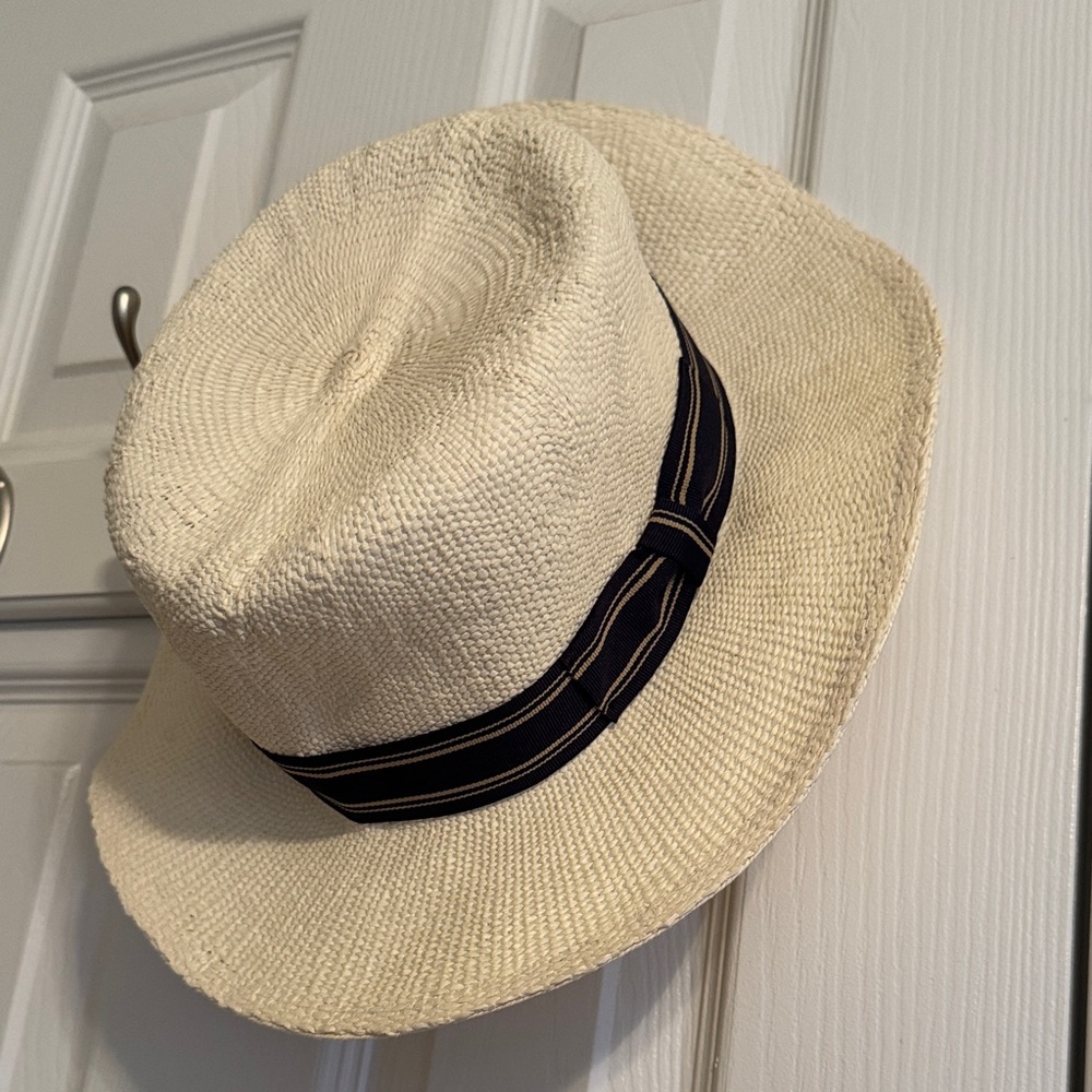Zara Man Cream Straw Hat with Navy Band